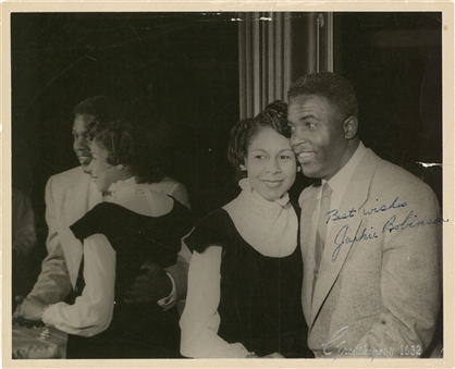 Jackie Robinson Signed & "Best Wishes" Inscribed 8x10 Photo With Wife (JSA)
